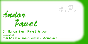 andor pavel business card