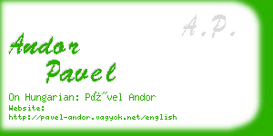 andor pavel business card